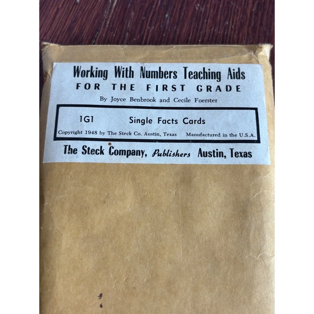 Vintage 1948 Steck Co Math Flash Cards Working With Numbers Teaching Aids‎ 1G1
